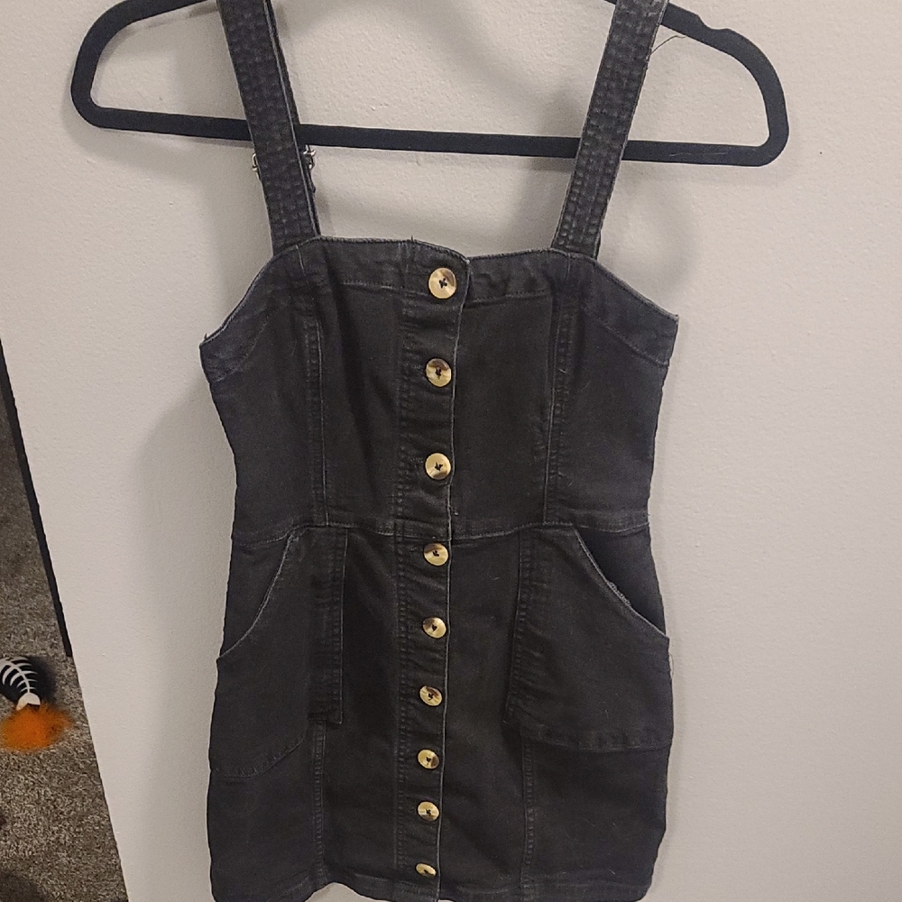 Black Denim Button-Up Dress